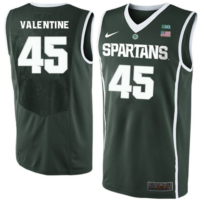 Men Michigan State Spartans #45 Denzel Valentine NCAA Nike Authentic Green College Stitched Basketball Jersey FQ41U05SU
